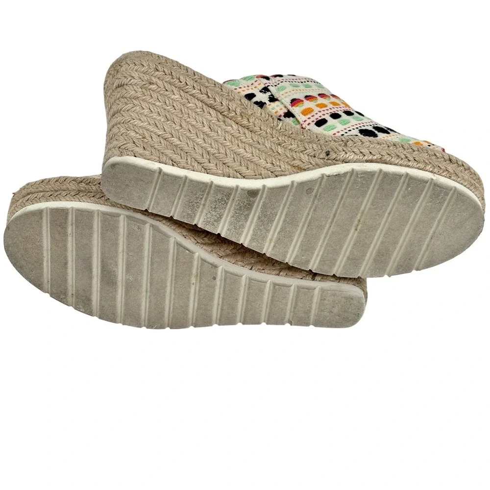 TOMS Monica Mule Embroidered Wedge Espadrille Sandal Multicolor‎ 4
